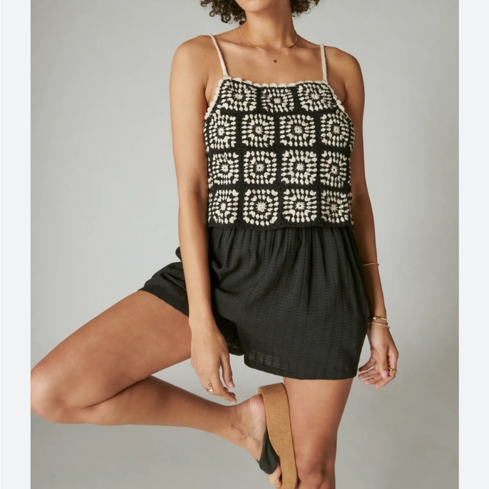 Lucky brand‎ crochet granny knit romper
